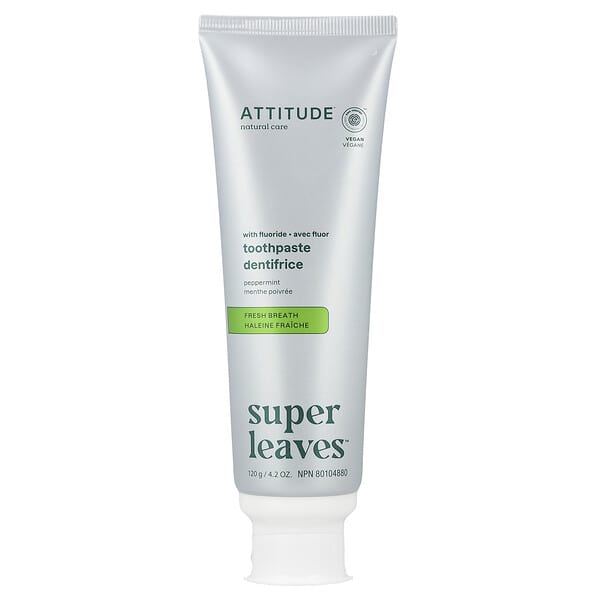 att16730_v_24.jpg Super Leaves™, зубная паста для свежести дыхания, перечная мята, 120 г (4,2 унции) — ATTITUDE