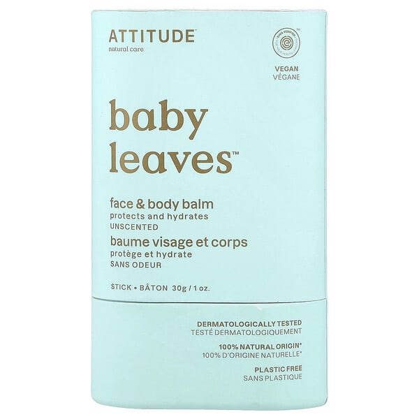 att18250_v_32.jpg Baby Leaves™, бальзам для лица и тела, без запаха, 28 г (30 г) — ATTITUDE