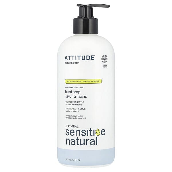 att60411_v_40.jpg Oatmeal Sensitive, натуральное мыло для рук, без запаха, 473 мл (16 жидк. унц.) — ATTITUDE