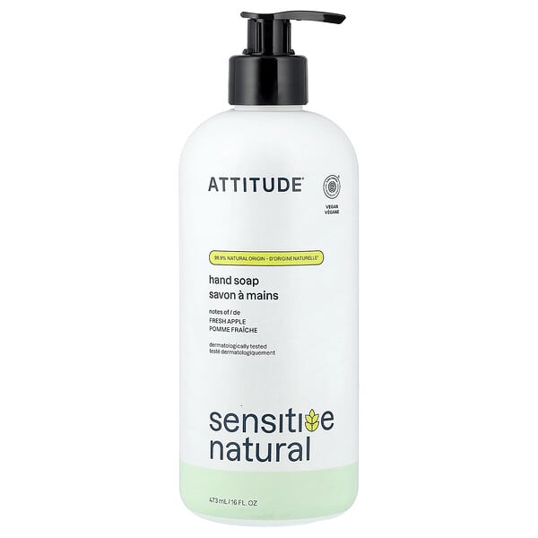 att60413_v_40.jpg Sensitive Natural, мыло для рук, свежее яблоко, 473 мл (16 жидк. унций) — ATTITUDE