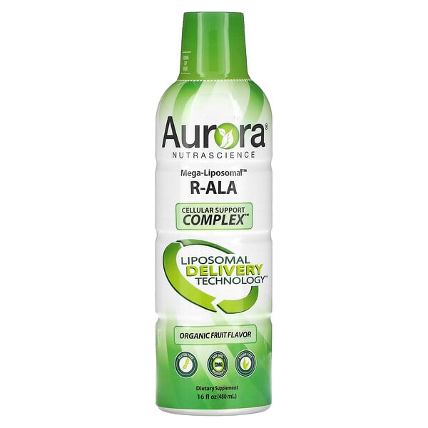 aun64803_v_32.jpg Mega-Liposomal R-ALA, R-альфа липоевая кислота, со вкусом органических фруктов, 480 мл (16 жидк. унций) — Aurora Nutrascience