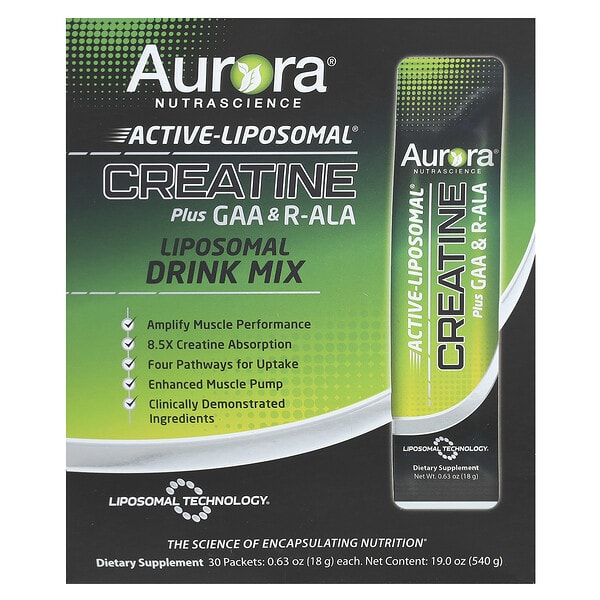 aun64849_v_17.jpg Active Liposomal®, креатин с ГАК и R-ALA, 30 пакетиков по 18 г (0,63 унции) — Aurora Nutrascience