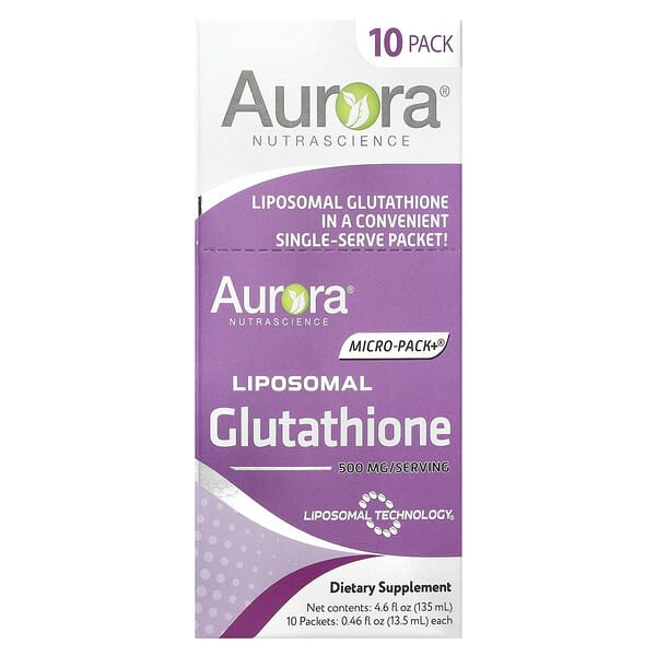 aun64882_v_19.jpg Micro-Pack +®, липосомальный глутатион, 10 пакетиков по 13,5 мл (0,46 жидк. Унции) — Aurora Nutrascience