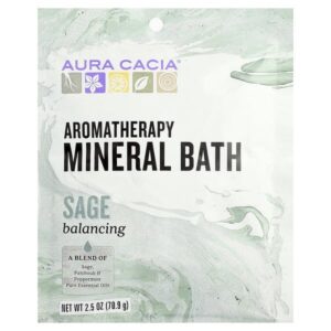 Ароматерапевтическая минеральная ванна, шалфей, 70,9 г (2,5 унции) — Aura Cacia