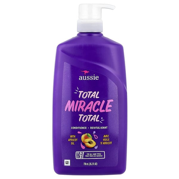 aus18340_v_24.jpg Total Miracle, кондиционер с абрикосовым маслом, для всех типов волос, 778 мл (26,2 жидк. унции) — Aussie