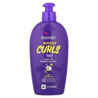 Miracle Curls, несмываемое молочко для расчесывания волос с кокосовым маслом, для типов 3A–4A, 200 мл (6,7 жидк. унции) — Aussie