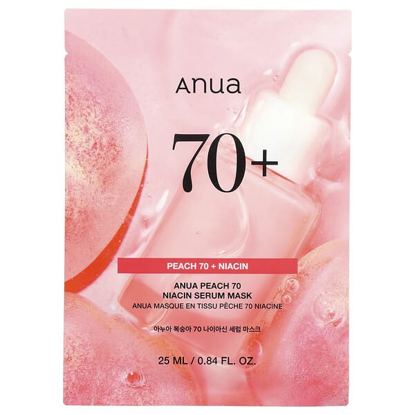 auu73402_v_6.jpg маска для лица с сывороткой с персиком, 70, ниацином, 1 шт., 25 мл (0,84 жидк. унции) — Anua