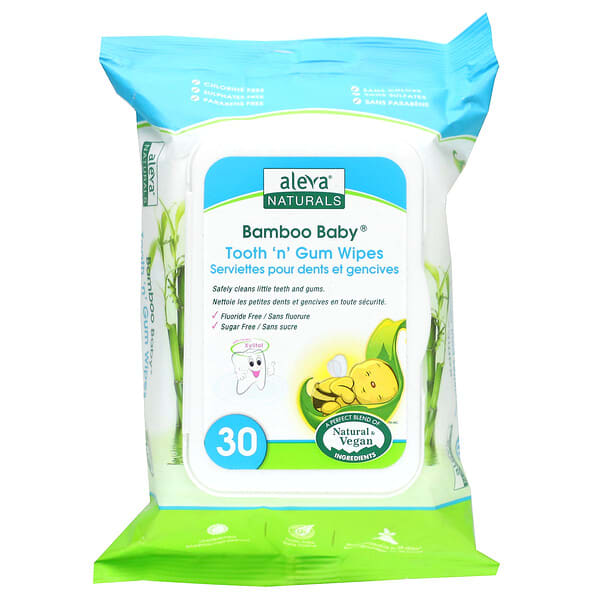 avn37960_v_30.jpg Bamboo Baby, салфетки для зубов и десен, 30 салфеток — Aleva Naturals