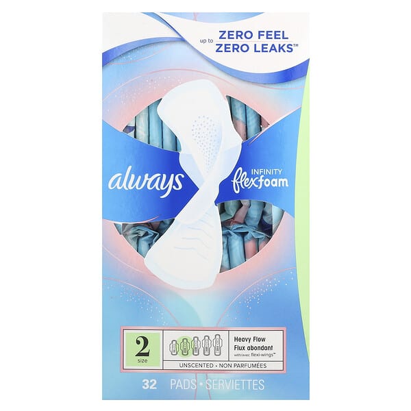 awy11717_v_36.jpg Always, Infinity Flex Foam with Flexi-Wings, размер 2, для впитывания увеличенного количества жидкости, без запаха, 32 прокладки