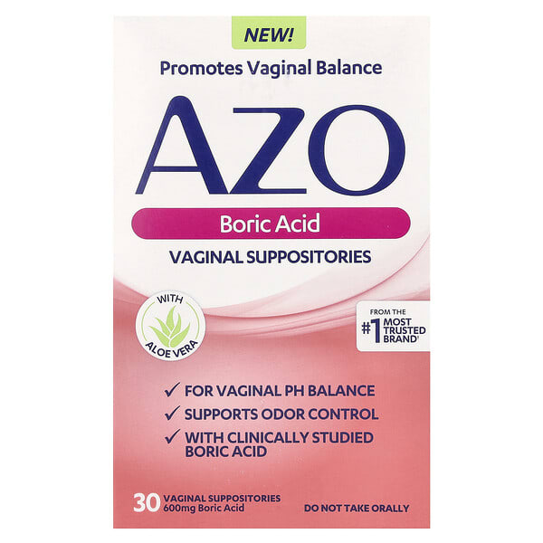 azo76030_v_30.jpg вагинальные свечи с борной кислотой, 600 мг, 30 свечей — AZO