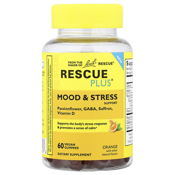 bac40316_v_24.jpg Rescue Plus®, жевательные таблетки для поддержки настроения и стресса, апельсин, 60 веганских жевательных таблеток — Bach