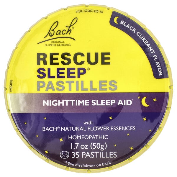 bac40436_v_3.jpg Rescue Sleep®, пастилки из черной смородины, 35 шт., 50 г (1,7 унции) — Bach