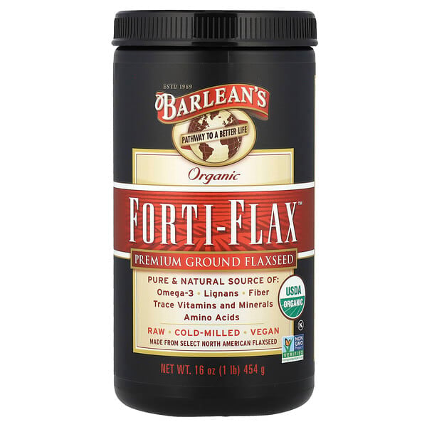 bar10016_v_32.jpg Органический Forti-Flax, молотое льняное семя высшего качества, 16 унций (454 г) — Barlean's