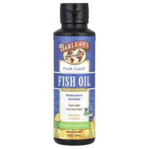 Свежий рыбий жир, омега-3 EPA/DHA кислоты, со вкусом апельсина, 8 жидких унций (236 мл) — Barlean's