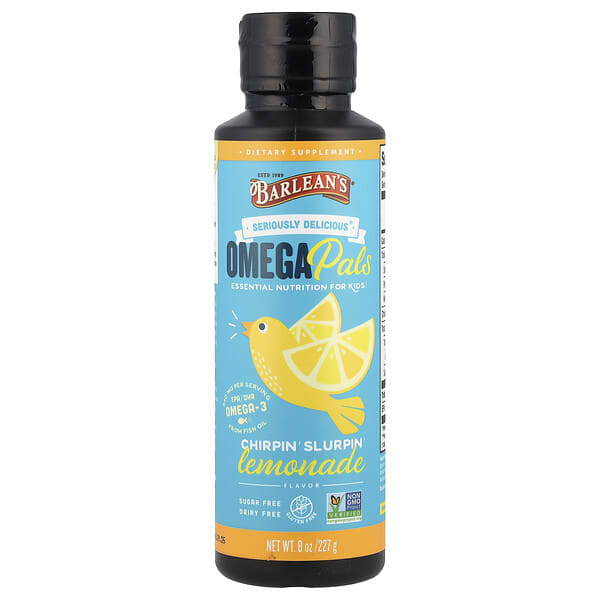 bar60005_v_64.jpg Omega Pals, незаменимые питательные вещества для детей, со вкусом лимонада, 227 г (8 унций) — Barlean's