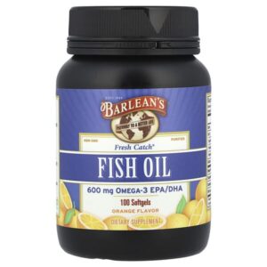 Fresh Catch®, рыбий жир, омега-3 ЭПК и ДГК, апельсин, 100 капсул (300 мг в капсуле) — Barlean's