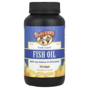 Fresh Catch®, рыбий жир, омега-3 ЭПК и ДГК, апельсин, 250 капсул (300 мг в капсуле) — Barlean's