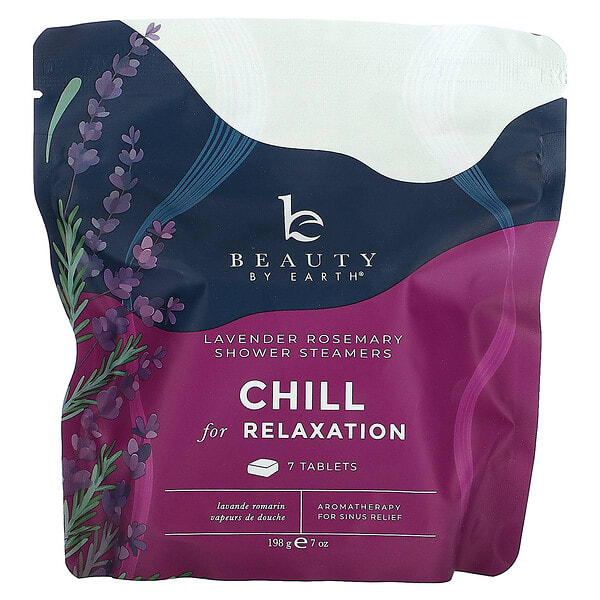 bba95312_v_2.jpg Chill for Relaxation, пенки для душа, лаванда и розмарин, 7 таблеток, 198 г (7 унций) — Beauty By Earth