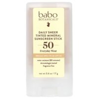 ежедневный минеральный солнцезащитный стик с оттенком, SPF 50, без отдушек, 17 г (0,6 унции) — Babo Botanicals