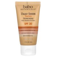 солнцезащитный крем для ежедневного использования, SPF 30, натуральное сияние, без отдушек, 50 мл (1,7 жидк. унции) — Babo Botanicals