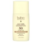 ежедневный солнцезащитный жидкий минерал с полупрозрачным оттенком, SPF 50, без отдушек, 50 мл (1,7 жидк. унции) — Babo Botanicals