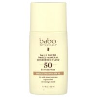 ежедневный солнцезащитный жидкий минерал с полупрозрачным оттенком, SPF 50, без отдушек, 50 мл (1,7 жидк. унции) — Babo Botanicals