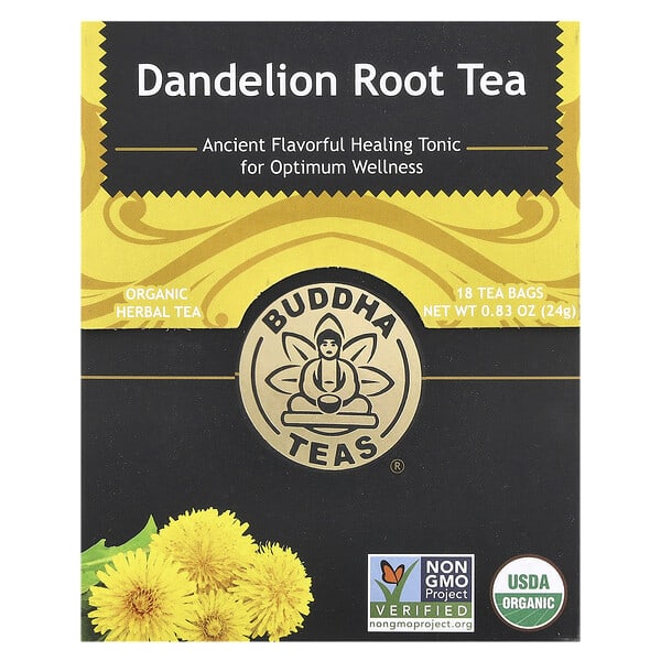bdh01017_v_117.jpg Organic Herbal Tea, корень одуванчика, без кофеина, 18 чайных пакетиков, 24 г (0,83 унции) — Buddha Teas