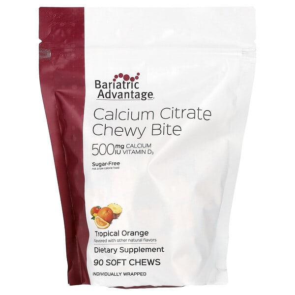 bdv93600_v_3.jpg Chewy Bite, цитрат кальция, без сахара, тропический апельсин, 90 жевательных таблеток — Bariatric Advantage