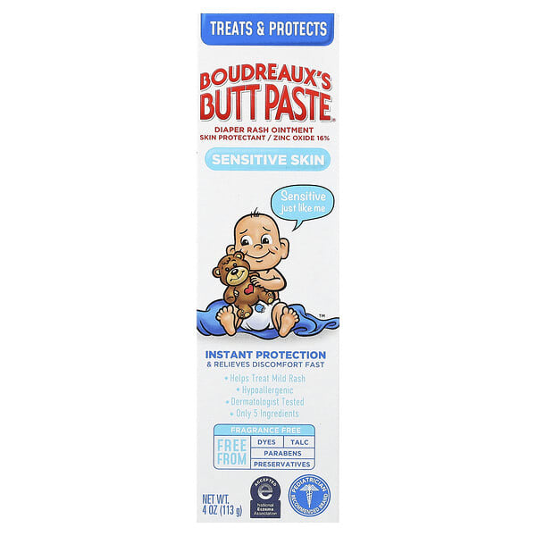 bdx00014_v_42.jpg Boudreaux's Butt Paste, мазь от опрелостей, для чувствительной кожи, без отдушки, 113 г (4 унции)