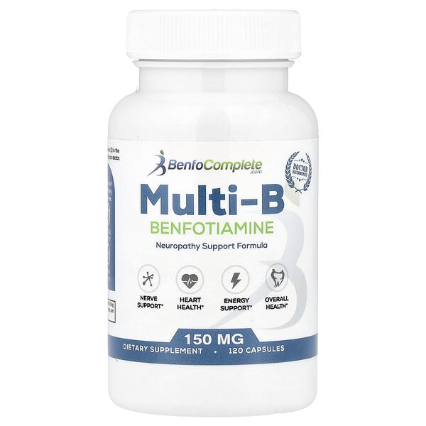 ben86722_v_39.jpg Benfotiamine Inc., Multi-B, добавка с бенфотиамином для поддержки при заболеваниях нервной системы, 150 мг, 120 капсул