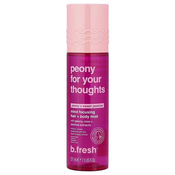 bfh04955_v_8.jpg Peony For Your Thoughts, концентрирующий спрей для волос и тела, пион и сладкий жасмин, 221 мл (7,5 жидк. унции) — b.fresh