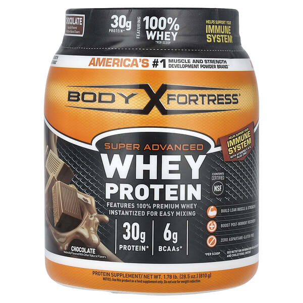 bft30000_v_24.jpg Super Advanced Whey Protein, улучшенный сывороточный протеин, со вкусом шоколада, 810 г (1,78 фунта) — Body Fortress