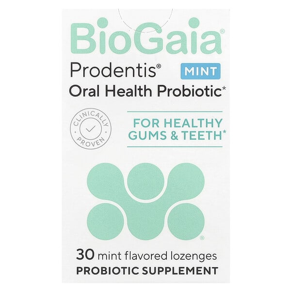 bga42024_v_125.jpg Prodentis®, пробиотик для полости рта, для здоровья дёсен и зубов, мятный вкус, 30 пастилок с пробиотиком — BioGaia