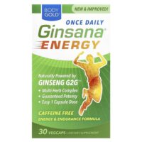 Ginsana® Energy, без кофеина, 30 растительных капсул — BodyGold
