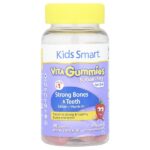 Kids Smart®, Vita Gummies, для укрепления здоровья костей и зубов, кальций и витамин D3, для детей от 3 лет, клубника, 30 жевательных таблеток — Kids Smart