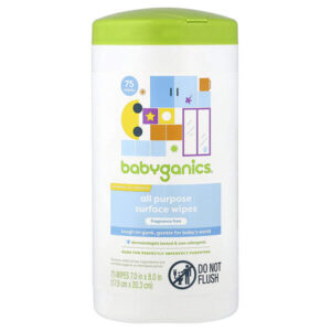универсальные салфетки для поверхности, без отдушки, 75 шт. — Babyganics