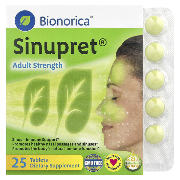 bir00024_v_48.jpg Bionorica, Sinupret®, поддержка носовых пазух и иммунитета, для взрослых, 25 таблеток