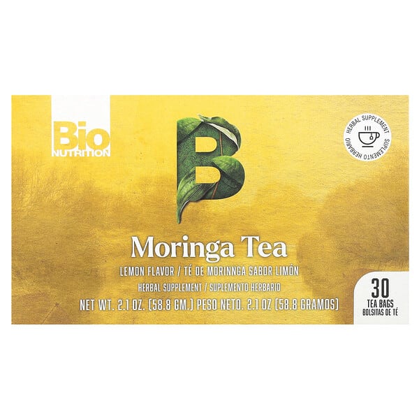 biu00344_v_30.jpg Moringa Tea, лимон, без кофеина, 30 чайных пакетиков, 58,8 г (2,1 унции) — Bio Nutrition
