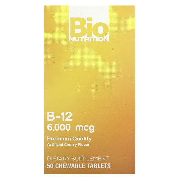 biu00346_v_20.jpg Витамин B12, вишня, 6000 мкг, 50 жевательных таблеток — Bio Nutrition