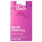 Биотин, максимальная эффективность, 10 000 мкг, 60 таблеток — Bio Nutrition