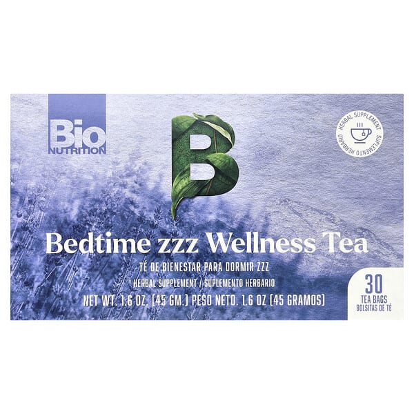 biu16001_v_23.jpg Bedtime zzz Wellness Tea, без кофеина, 30 чайных пакетиков, 45 г (1,6 унции) — Bio Nutrition