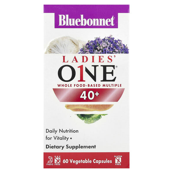 blb00155_v_48.jpg Ladies' ONE® 40+, цельнопищевая мультивитаминная добавка, 60 растительных капсул — Bluebonnet Nutrition