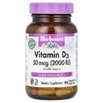 витамин D3, 50 мкг (2000 МЕ), 90 растительных капсул — Bluebonnet Nutrition