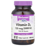 витамин D3, 125 мкг (5000 МЕ), 100 мягких таблеток — Bluebonnet Nutrition