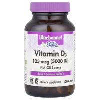 витамин D3, 125 мкг (5000 МЕ), 100 мягких таблеток — Bluebonnet Nutrition