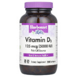витамин D3, 125 мкг (5000 МЕ), 250 капсул — Bluebonnet Nutrition