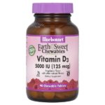 витамин D3, малина, 5000 МЕ (125 мкг), 90 жевательных таблеток — Bluebonnet Nutrition