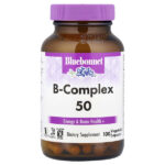 B-Complex 50, витамины группы B, 100 вегетарианских капсул — Bluebonnet Nutrition