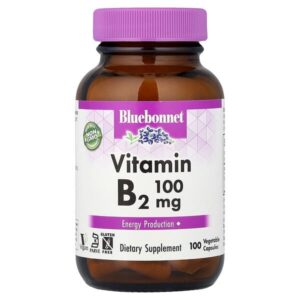 Витамин B2, 100 мг, 100 растительных капсул — Bluebonnet Nutrition
