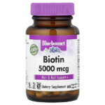 Биотин, 5000 мкг, 60 растительных капсул — Bluebonnet Nutrition